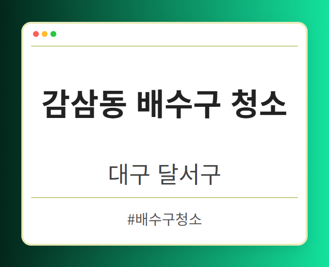 감삼동 배수구 청소 - 대구 달서구 감삼동 배수구 청소 전문업체