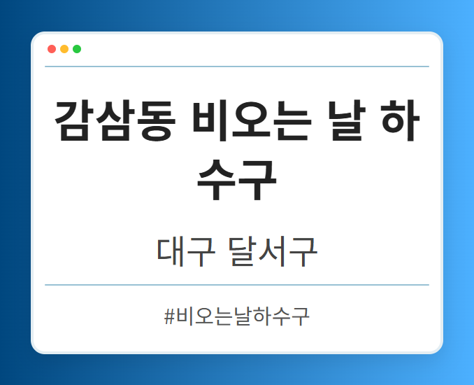 감삼동 비오는 날 하수구 - 대구 달서구 감삼동 비오는 날 하수구 전문업체