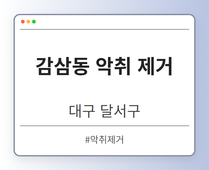 감삼동 악취 제거 - 대구 달서구 감삼동 악취 제거 전문업체