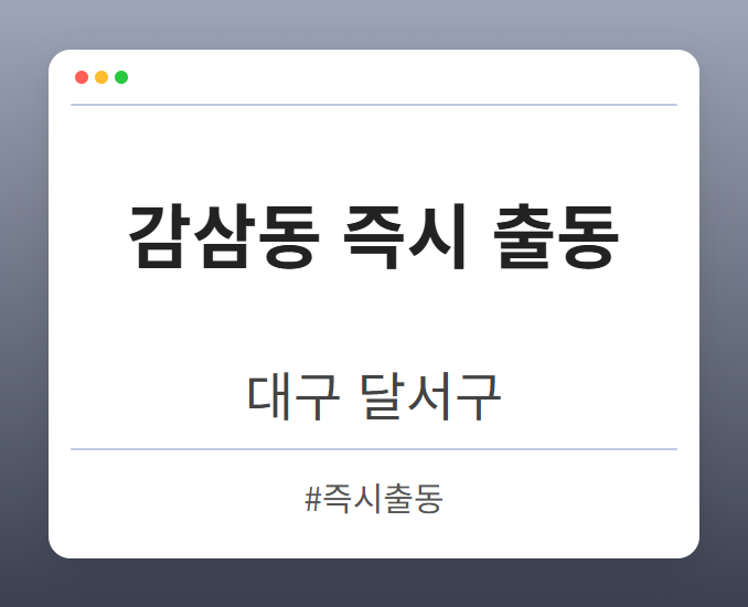 감삼동 즉시 출동 - 대구 달서구 감삼동 즉시 출동 전문업체