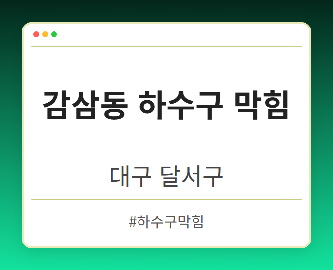 감삼동 하수구 막힘 - 대구 달서구 감삼동 하수구 막힘 전문업체