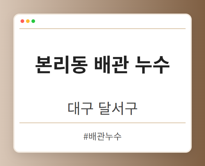 본리동 배관 누수 - 대구 달서구 본리동 배관 누수 전문업체