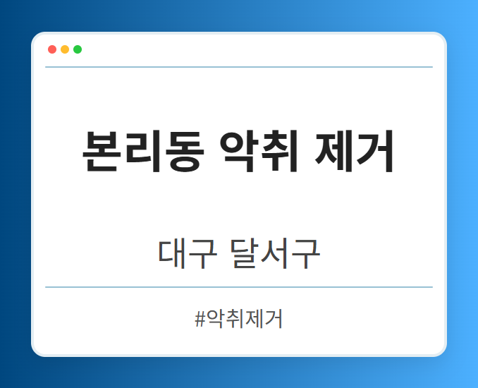 본리동 악취 제거 - 대구 달서구 본리동 악취 제거 전문업체