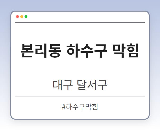 본리동 하수구 막힘 - 대구 달서구 본리동 하수구 막힘 전문업체