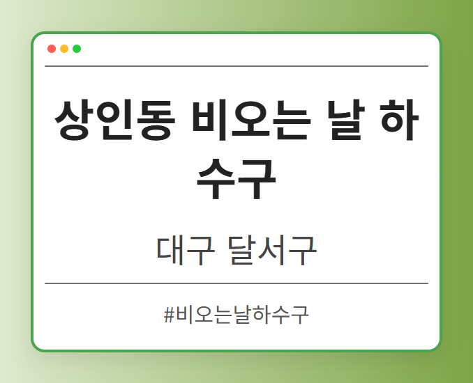 상인동 비오는 날 하수구 - 대구 달서구 상인동 비오는 날 하수구 전문업체