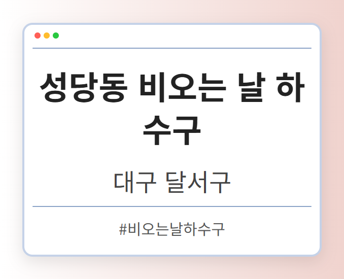 성당동 비오는 날 하수구 - 대구 달서구 성당동 비오는 날 하수구 전문업체