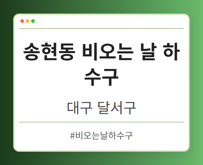송현동 비오는 날 하수구 - 대구 달서구 송현동 비오는 날 하수구 전문업체