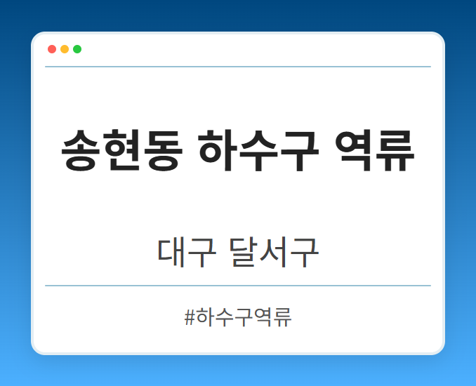 송현동 하수구 역류 - 대구 달서구 송현동 하수구 역류 전문업체