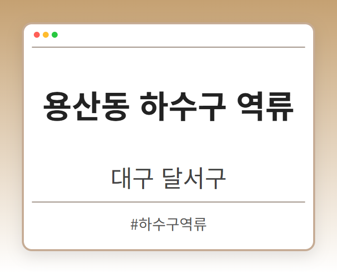 용산동 하수구 역류 - 대구 달서구 용산동 하수구 역류 전문업체