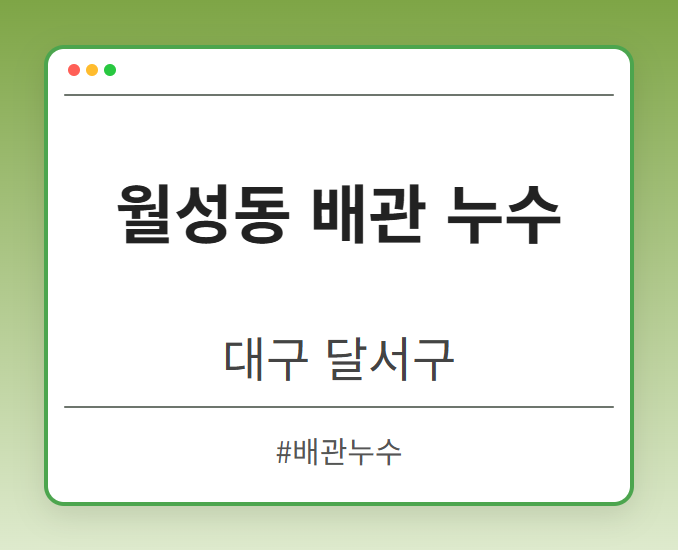 월성동 배관 누수 - 대구 달서구 월성동 배관 누수 전문업체