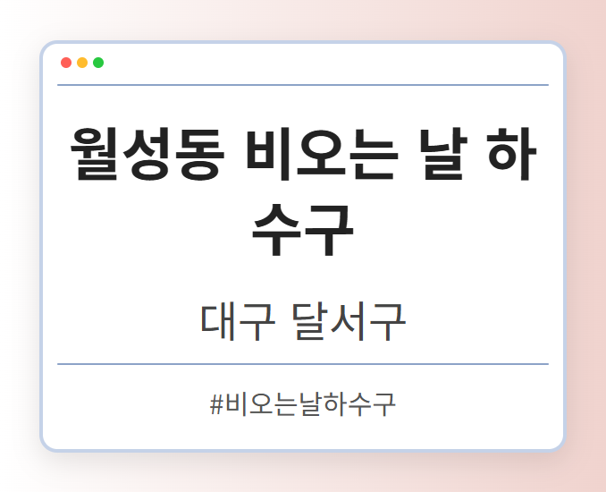 월성동 비오는 날 하수구 - 대구 달서구 월성동 비오는 날 하수구 전문업체