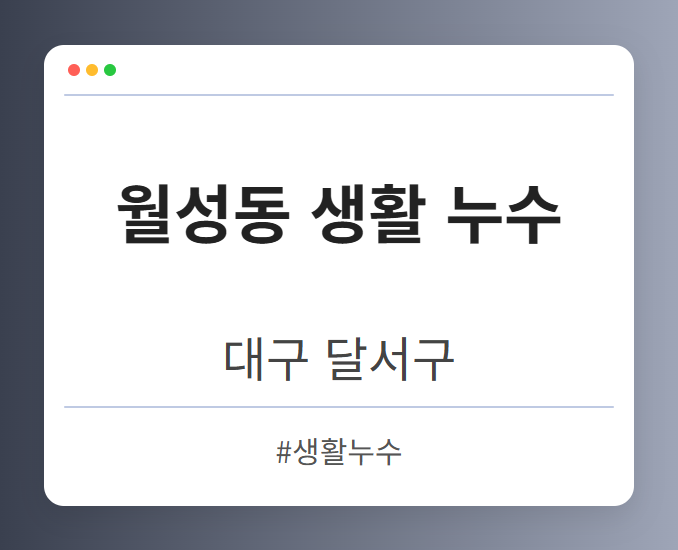 월성동 생활 누수 - 대구 달서구 월성동 생활 누수 전문업체