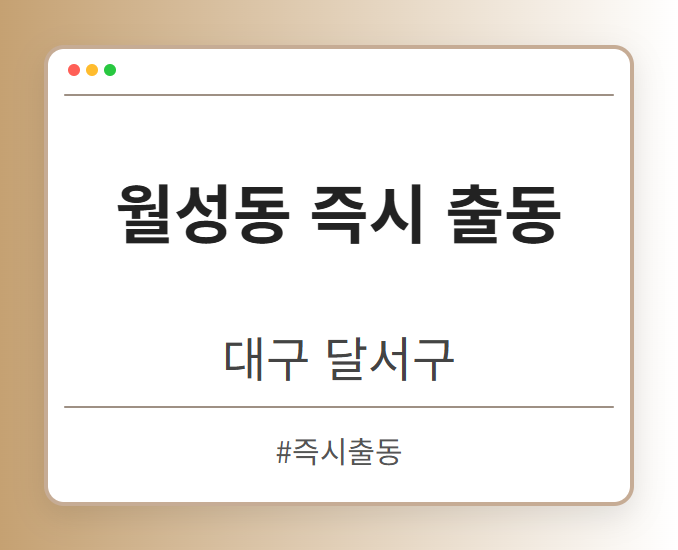 월성동 즉시 출동 - 대구 달서구 월성동 즉시 출동 전문업체