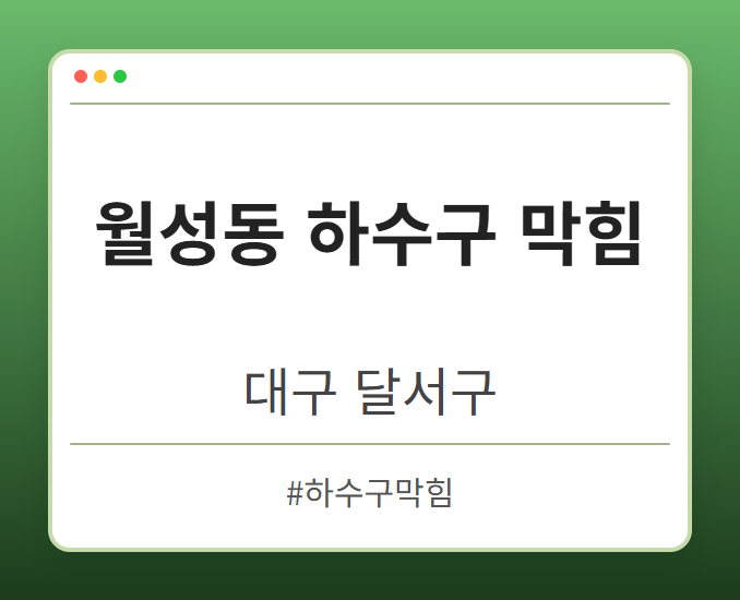 월성동 하수구 막힘 - 대구 달서구 월성동 하수구 막힘 전문업체