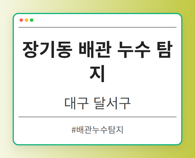 장기동 배관 누수 탐지 - 대구 달서구 장기동 배관 누수 탐지 전문업체