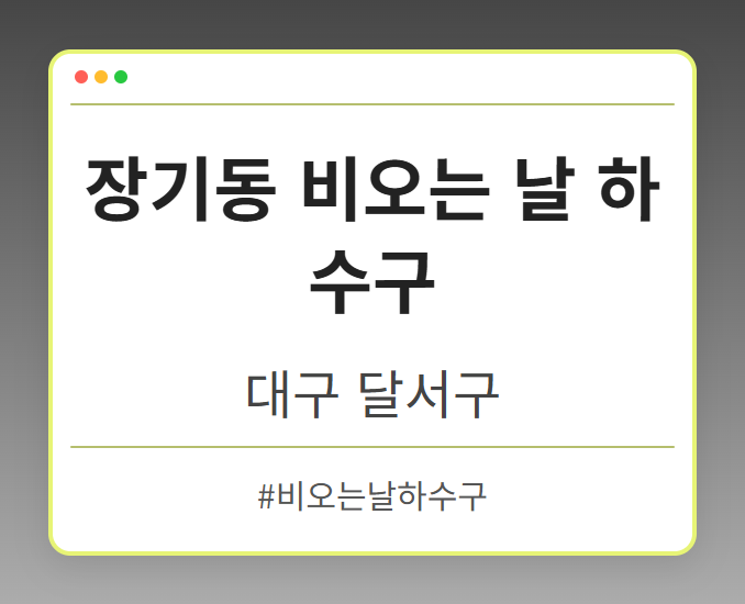 장기동 비오는 날 하수구 - 대구 달서구 장기동 비오는 날 하수구 전문업체