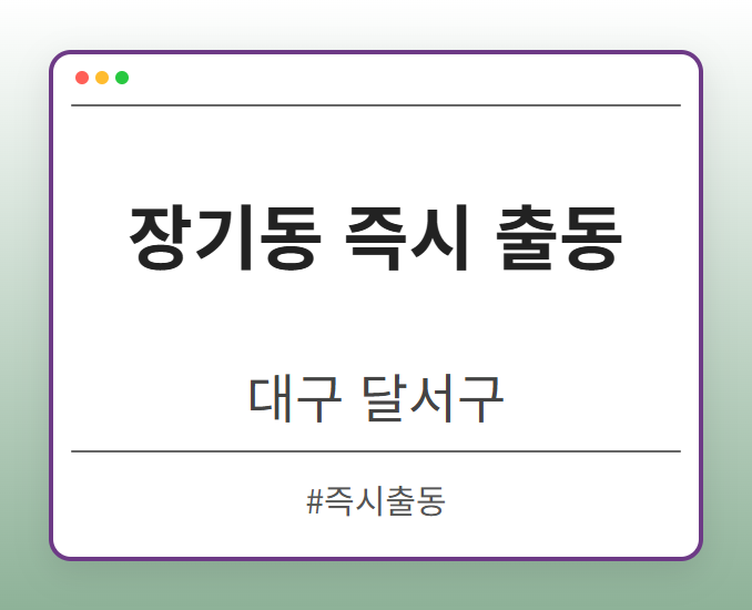 장기동 즉시 출동 - 대구 달서구 장기동 즉시 출동 전문업체