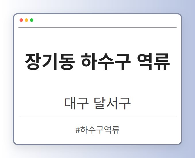 장기동 하수구 역류 - 대구 달서구 장기동 하수구 역류 전문업체