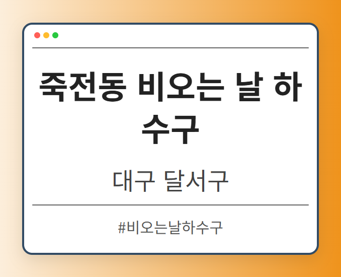 죽전동 비오는 날 하수구 - 대구 달서구 죽전동 비오는 날 하수구 전문업체
