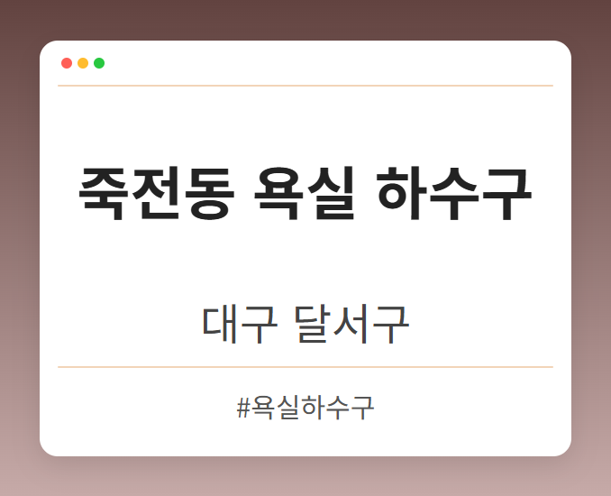 죽전동 욕실 하수구 - 대구 달서구 죽전동 욕실 하수구 전문업체